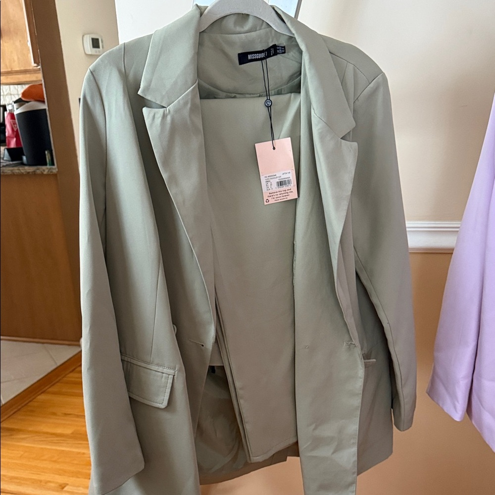 Missguided Green Blazer Jacket and pant set